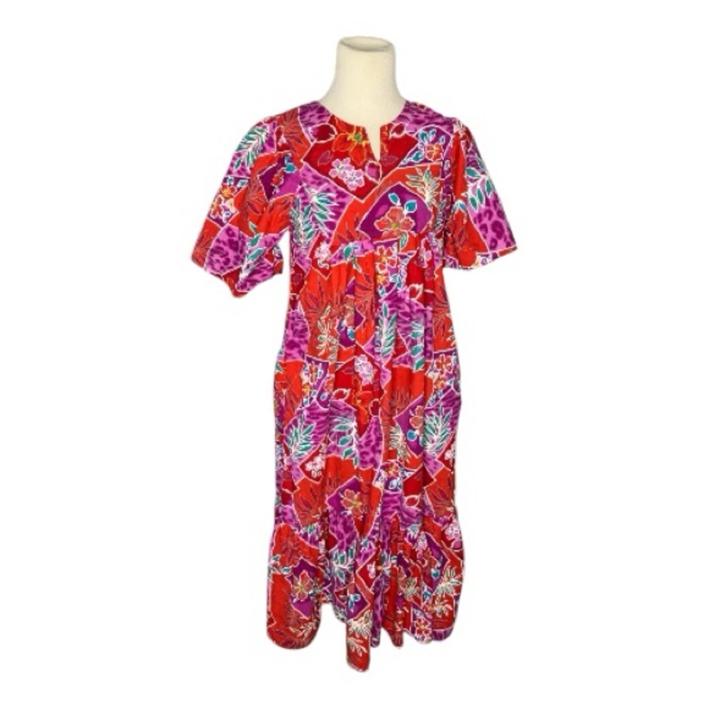 Vintage Meant To Be Tropical Print Housedress Cottagecore  Size Small